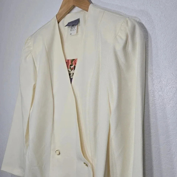 Vintage Alison J. 10 NWT Floral Cream Button Blazer Jacket 80s 90s - Picture 7 of 14